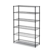 Alera Wire Shelving Unit, 18"D x 48"W x 72"H, 6 Shelves, Black 6TCOM4818BL